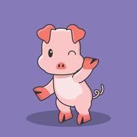 cerdo granja rosa dibujos animados personaje lindo icono dibujo mascota plano vector halal animal lechón cerdito icono arte