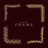 Corner frame painted in doodle style gold isolated on a brown background A set of frames hand draw Vector illustration