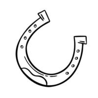 Horseshoe hand-drawn in the style of doodle Good for printing Symbol of the Western concept Isolated vector illustration