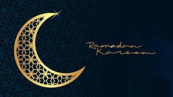 Ramadhan kareem background with golden crescent vector