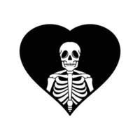 hand drawn skeleton with heart doodle illustration for tattoo stickers poster etc vector