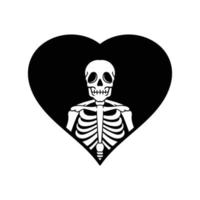 hand drawn skeleton with heart doodle illustration for tattoo stickers poster etc vector