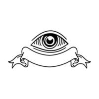 ojo dibujado a mano con ilustración de garabato de cinta para cartel de pegatinas de tatuaje, etc. vector