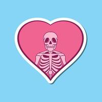 hand drawn skeleton with heart doodle illustration for tattoo stickers poster etc