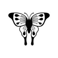 ilustración de garabato de mariposa dibujada a mano para póster de pegatinas de tatuaje, etc. vector