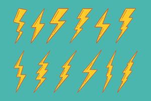 Collection Set doodle lightning bolt symbol premium vector
