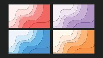 Set of papercut background in wavy style vector