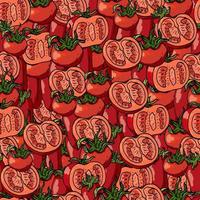 Seamless pattern with tomatoes and tomato slices. Endless pattern with vegetables vector