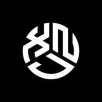 XNJ letter logo design on black background. XNJ creative initials letter logo concept. XNJ letter design. vector