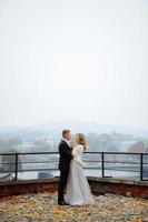 Two lovers walk along Krakow photo