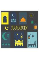 Ramadan Kareem set of vectors design with attractive colors, Mosques, Islamic lanterns, stars and moons. Vector illustration  Vector labels stickers cards banner posters web set, collection