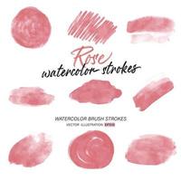 Red watercolor splash and brush stroke clipart collection for decoration. vector