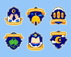 Fasting Month Ramadhan Sticker Set vector