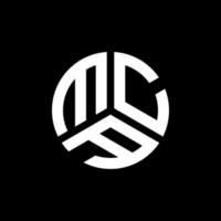 diseño de logotipo de letra printmca sobre fondo negro. concepto de logotipo de letra de iniciales creativas mca. diseño de letras mca. vector