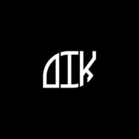 diseño de letras oik. diseño de logotipo de letras oik sobre fondo negro. concepto de logotipo de letra de iniciales creativas oik. diseño de letras oik. diseño de logotipo de letras oik sobre fondo negro. o vector