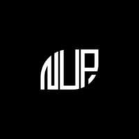 diseño de letra nup. diseño de logotipo de letra nup sobre fondo negro. concepto de logotipo de letra de iniciales creativas nup. diseño de letra nup. diseño de logotipo de letra nup sobre fondo negro. norte vector