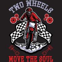 dos ruedas mueven la camiseta del vector del alma