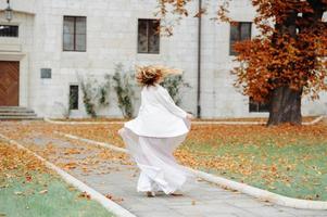 Two lovers walk along Krakow photo