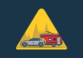 Car with additional towing box illustration vector