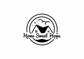 Home sweet home black line art illustration vector