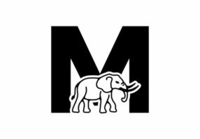 Initial letter M with elephant shape line art vector