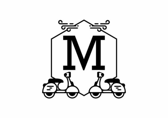 Initial letter M in scooter frame