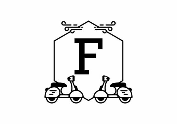 Initial letter F in scooter frame