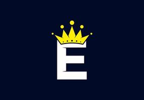 Initial E letter with crown vector