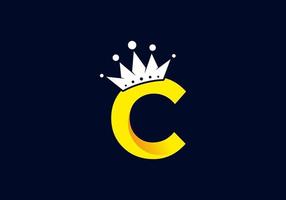 Initial C letter with crown vector