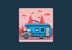 Colorful RV truck flat illustration vector