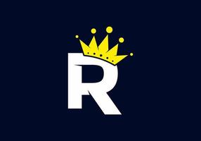 Initial R letter with crown vector