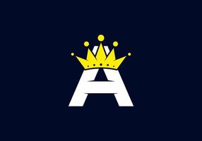 Initial A letter with crown vector