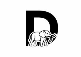 Initial letter D with elephant shape line art vector