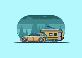 Car with additional towing box illustration vector