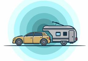 Car with additional towing box illustration vector