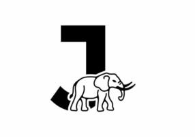 Initial letter J with elephant shape line art vector