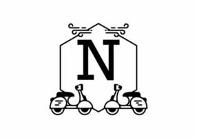 Initial letter N in scooter frame vector