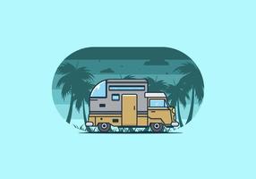 custom camper car flat illustration vector