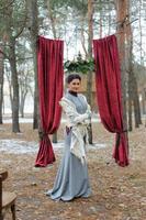 Wedding ceremony for two near the red arch photo