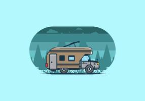 Colorful RV truck flat illustration vector