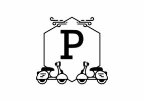 Initial letter P in scooter frame vector