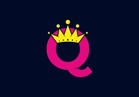 Initial Q letter with crown vector