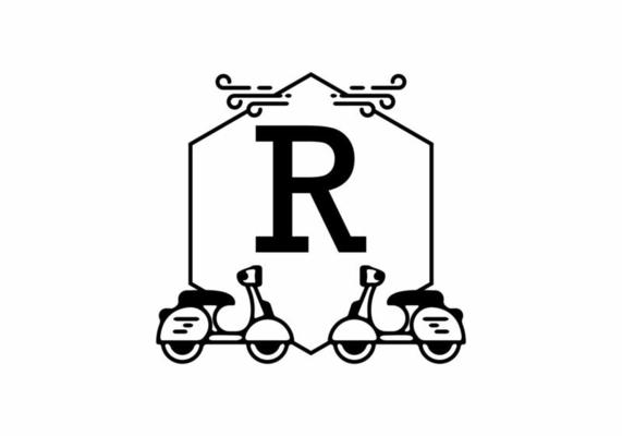 Initial letter R in scooter frame