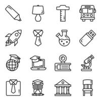 Education vector icons set, in flat design education, school, Collection of modern pictograms and university with elements for mobile concepts and web apps.