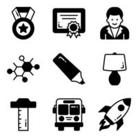 Education vector icons set, in flat design education, school, Collection of modern pictograms and university with elements for mobile concepts and web apps.