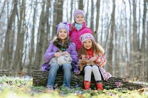 Little girls in the forest