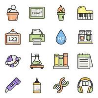 Colored line vector icons set, in flat design education, school, Collection of modern pictograms and university with elements for mobile concepts and web apps.