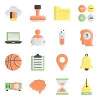 Flat vector icons set, in flat design education, school, Collection of modern pictograms and university with elements for mobile concepts and web apps.