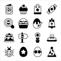conjunto simple de iconos de vector de día de pascua