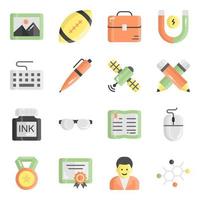 Flat vector icons set, in flat design education, school, Collection of modern pictograms and university with elements for mobile concepts and web apps.